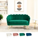 Schalensofa 2-Sitzer aus Samt im Vintage-Stil mit goldfarbenen Beinen Balos 