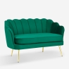 Schalensofa 2-Sitzer aus Samt im Vintage-Stil mit goldfarbenen Beinen Balos 