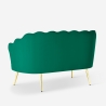 Schalensofa 2-Sitzer aus Samt im Vintage-Stil mit goldfarbenen Beinen Balos 