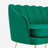 Schalensofa 2-Sitzer aus Samt im Vintage-Stil mit goldfarbenen Beinen Balos 