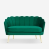 Schalensofa 2-Sitzer aus Samt im Vintage-Stil mit goldfarbenen Beinen Balos 