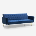 Modernes clic clac 3-Sitzer Samt Schlafsofa Caullae goldene Beine Sales