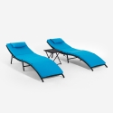 SSet aus 2 Rattan-Gartenliegen mit Klapptisch Lanzarote Rabatte