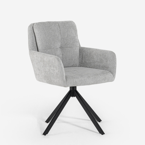 Moderner Küchen-Esszimmer-Drehstuhl aus grauem Stoff Varna Aktion