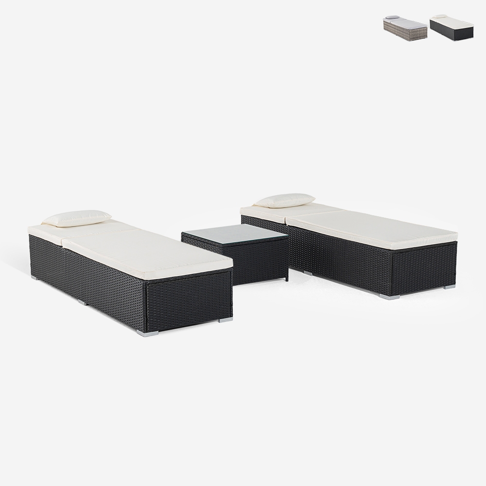 2er-Set Rattan-Gartenliegen mit Outdoor-Tisch Bali Aktion 2er-Set Rattan-Gartenliegen mit Outdoor-Tisch Bali Aktion