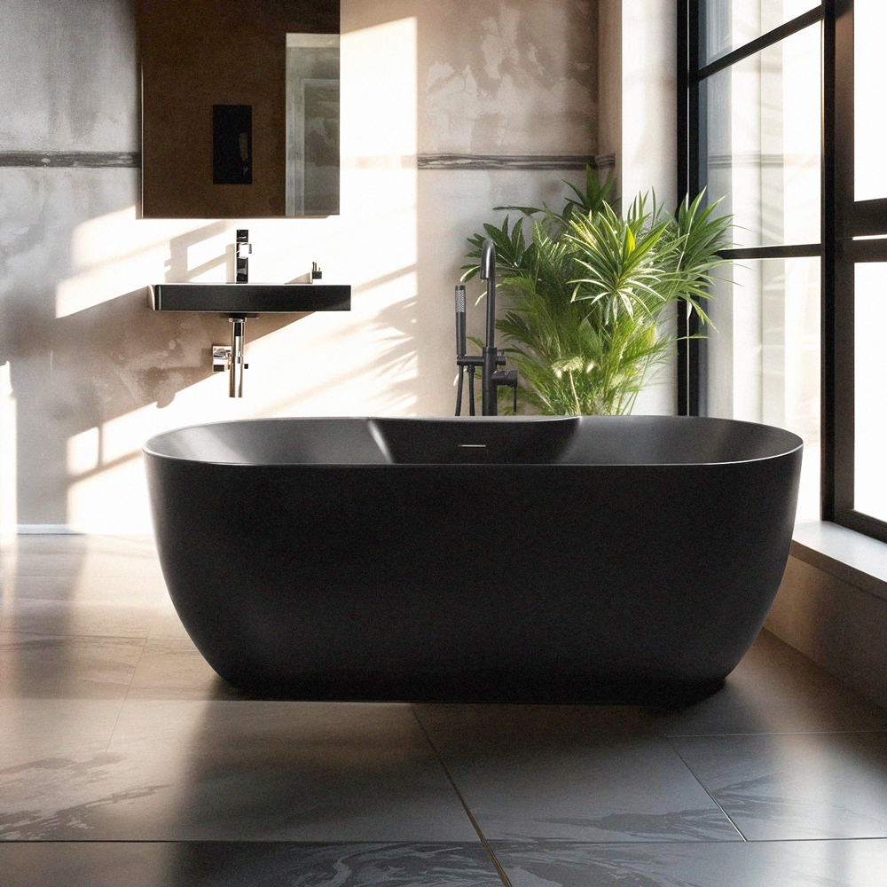 Freistehende ovale mattschwarze Badewanne 170x75cm Heraklia Dark Aktion Freistehende ovale mattschwarze Badewanne 170x75cm Heraklia Dark Aktion