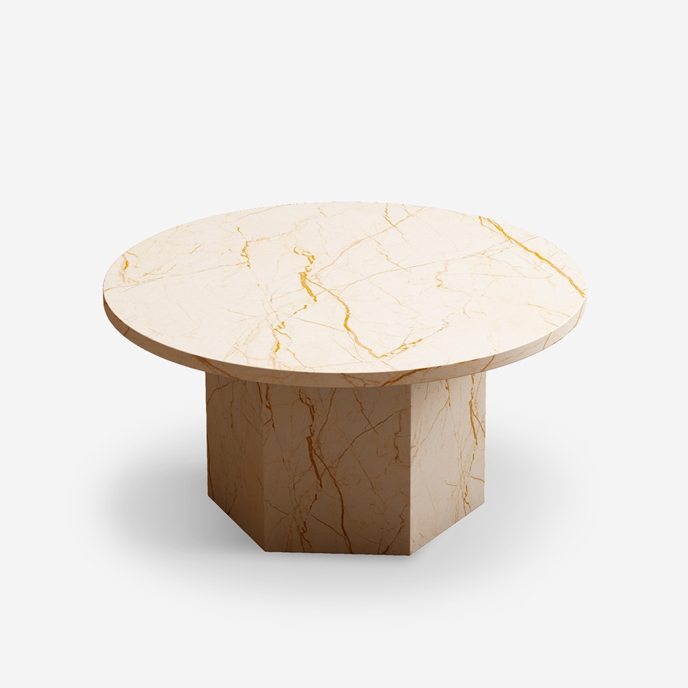 Couchtisch Marmor-Effekt 80cm modern rund niedrig Deki Aktion Couchtisch Marmor-Effekt 80cm modern rund niedrig Deki Aktion