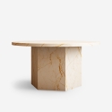 Couchtisch Marmor-Effekt 80cm modern rund niedrig Deki Angebot