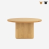 Runder schwarzer Holzcouchtisch 80x45cm gerillt Vaik Aktion
