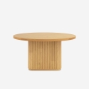 Runder schwarzer Holzcouchtisch 80x45cm gerillt Vaik Rabatte