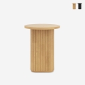 Couchtisch 45x55cm rund Wohnzimmer gerilltes Holz schwarz Quid Aktion