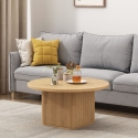 Runder schwarzer Holzcouchtisch 80x45cm gerillt Vaik Angebot