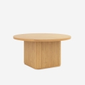 Runder schwarzer Holzcouchtisch 80x45cm gerillt Vaik Katalog