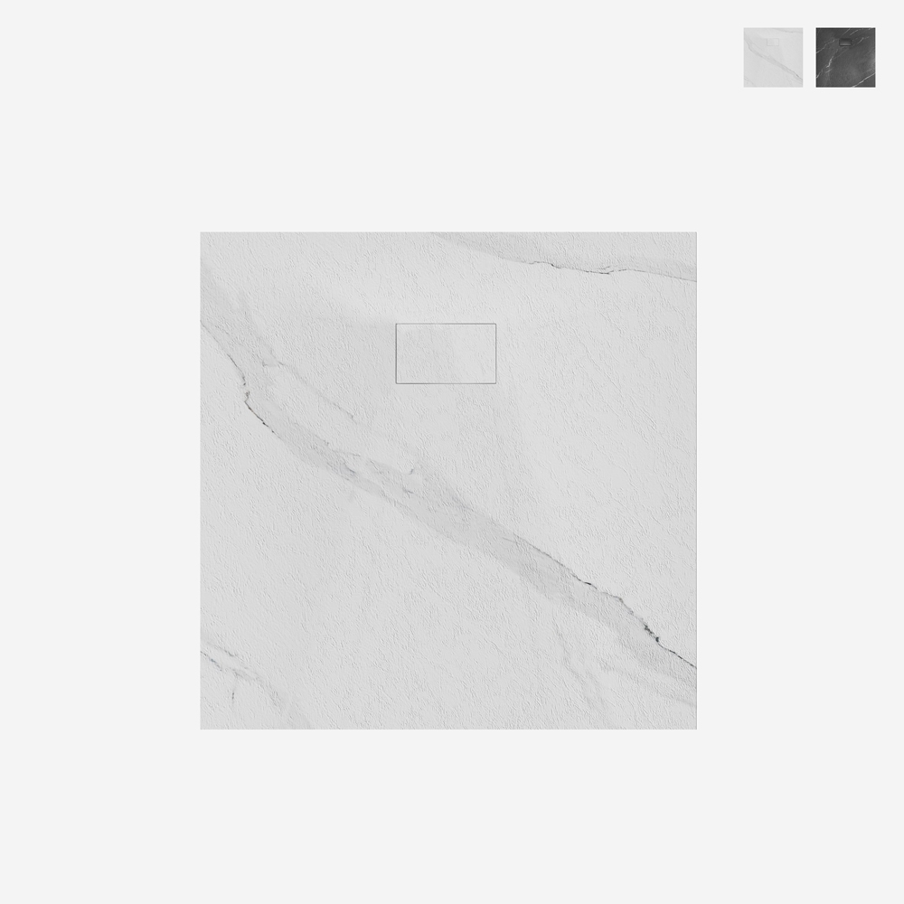 Quadratische Duschwanne bodengleich mit Marmoreffekt 90x90cm Stone MM Aktion