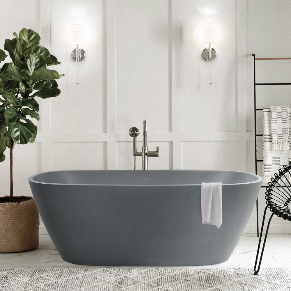 Moderne freistehende Badewanne 170x78cm oval matt grau Idra Moon Aktion Moderne freistehende Badewanne 170x78cm oval matt grau Idra Moon Aktion