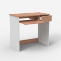 Platzsparender 80-cm-Schreibtisch Büro Arbeitszimmer in Weiß und Holz Madrid Verkauf