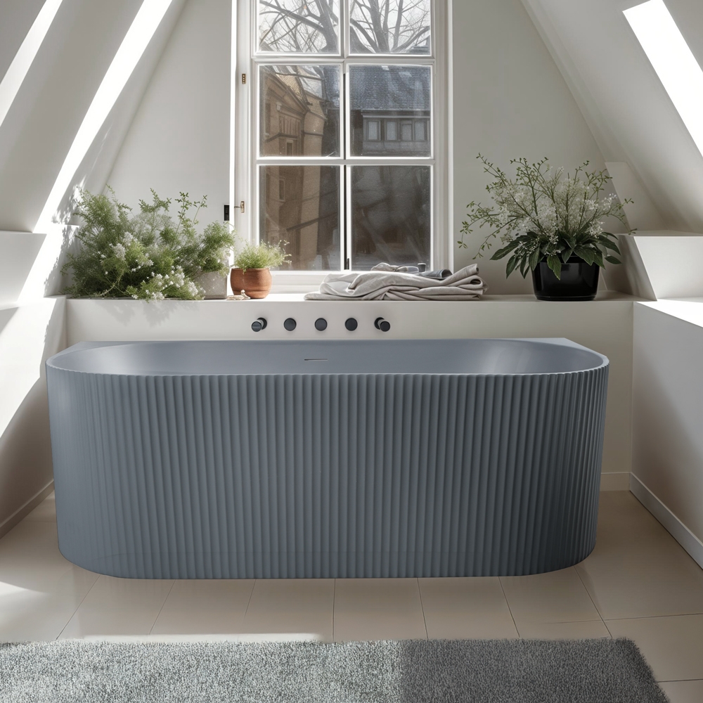 Einbau-Badewanne 170x80cm modern mattgrau geriffelt Delo Moon Aktion Einbau-Badewanne 170x80cm modern mattgrau geriffelt Delo Moon Aktion