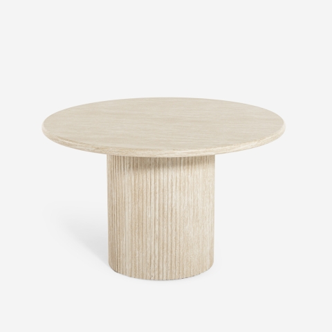 Esstisch 120 cm modern rund aus Holz in Steinoptik Kara Aktion