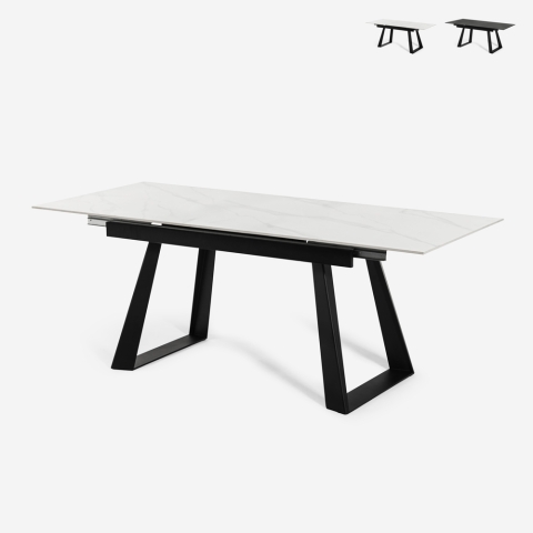 Esstisch 160-200x90cm ausziehbar modern Marmor-Effekt Caracas Aktion