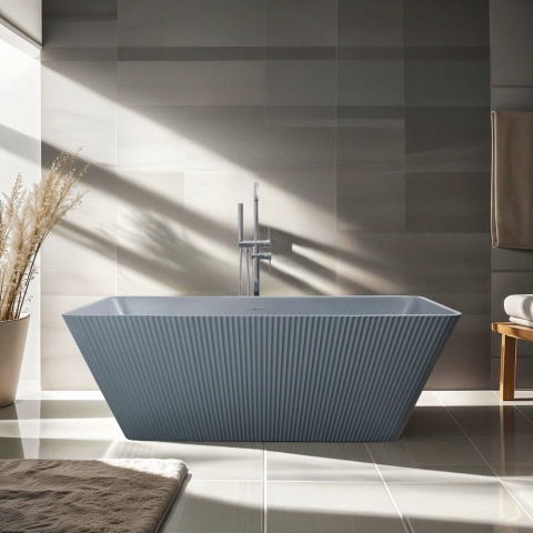 Badewanne 170x75cm freistehend rechteckig mattgrau Arkoi Moon Aktion