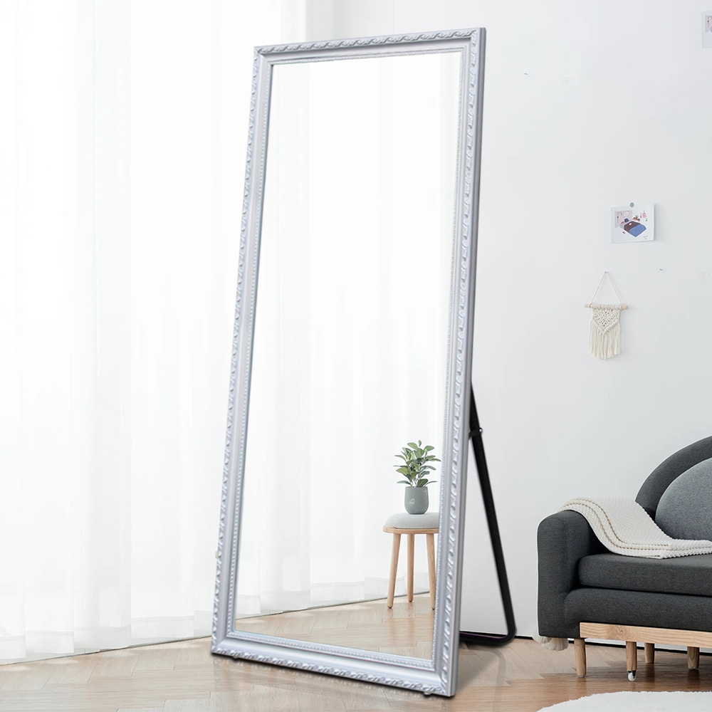 Wandspiegel 180x80cm mit klassischem silberfarbenen Rahmen Vestur-S Aktion Wandspiegel 180x80cm mit klassischem silberfarbenen Rahmen Vestur-S Aktion