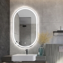 Badezimmerspiegel oval mit LED-Beleuchtung und Anti-Beschlag Refur L Aktion