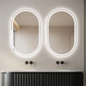 Badezimmerspiegel oval mit LED-Beleuchtung und Anti-Beschlag Refur L Rabatte