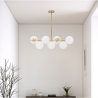 Moderner Kronleuchter im Design aus goldenem Metall und weißen Glaskugeln Glamy 7 Verkauf