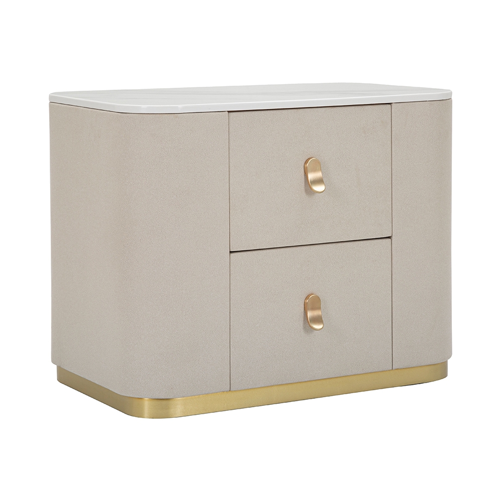 Eleganter Nachttisch mit 2 Schubladen und goldfarbenen Details 60x40cm Lullaby Aktion