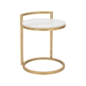Runder Couchtisch und Sofa aus goldfarbenem Metall mit weißer Marmorplatte Round Aktion