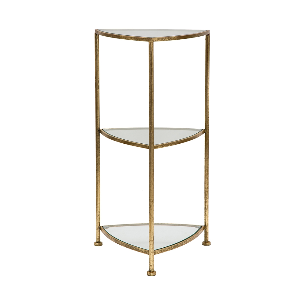 Eckregal Tisch 3 Ablagen goldfarbenes Metall und Glas Triangle M Aktion Eckregal Tisch 3 Ablagen goldfarbenes Metall und Glas Triangle M Aktion