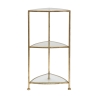 Eckregal Tisch 3 Ablagen goldfarbenes Metall und Glas Triangle M Sales