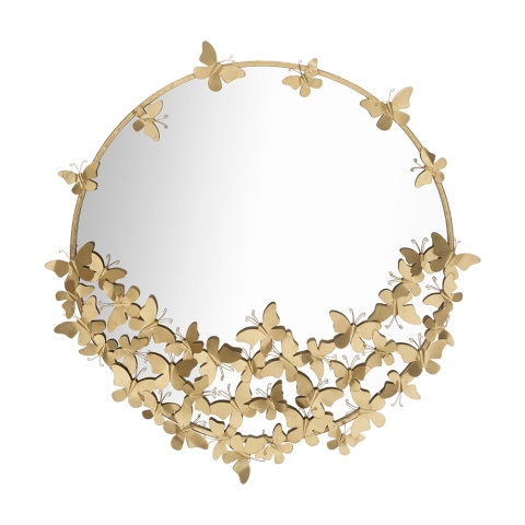 Wandspiegel rund goldfarben mit dekorativen Schmetterlingen Butterfly M Aktion