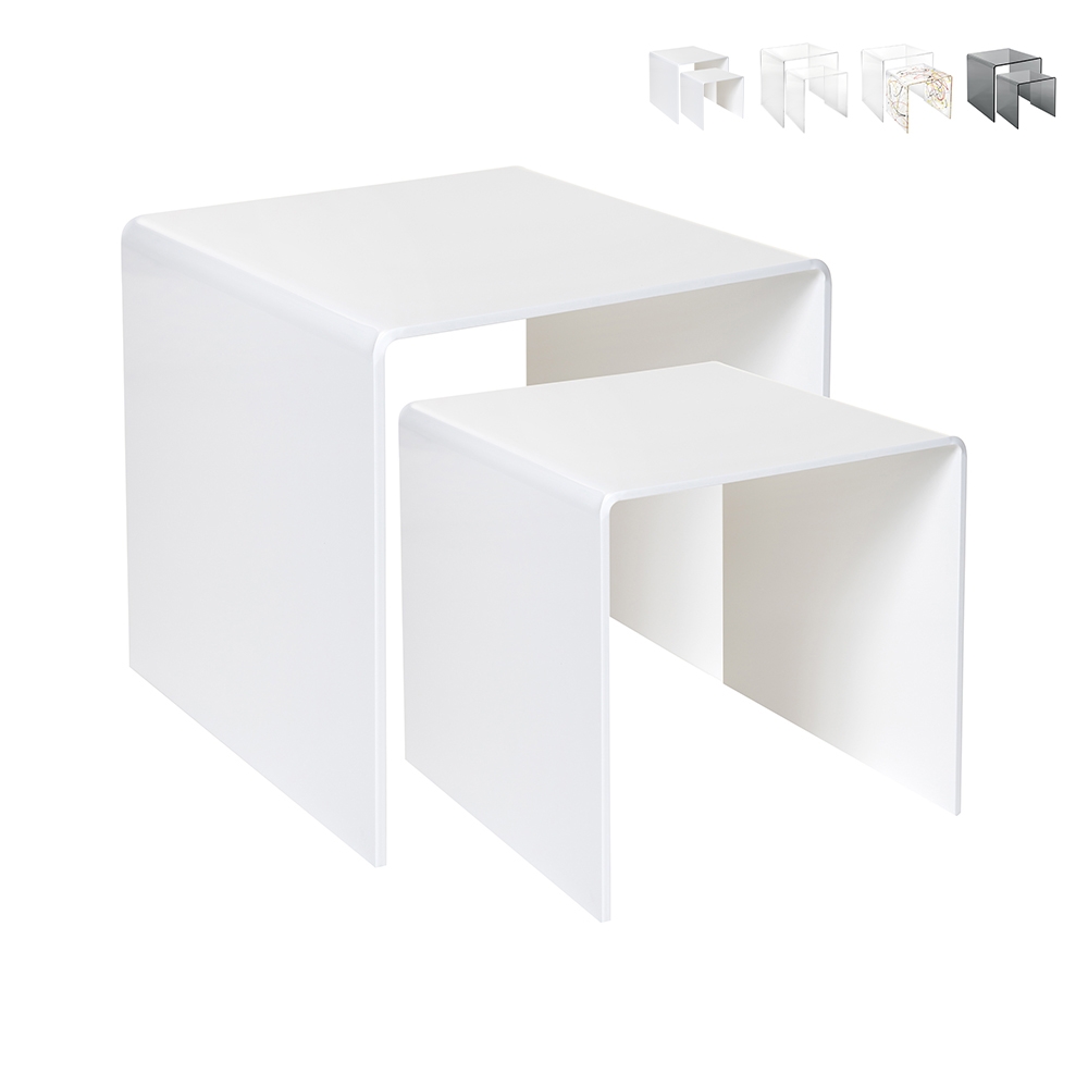 Wohnzimmertisch 2er Set modern aus klarem Plexiglas 80'S Aktion Wohnzimmertisch 2er Set modern aus klarem Plexiglas 80'S Aktion