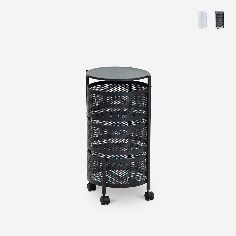 Obstwagen Küche modern mit Rädern und 3 schwenkbaren Körben Rodin M Aktion