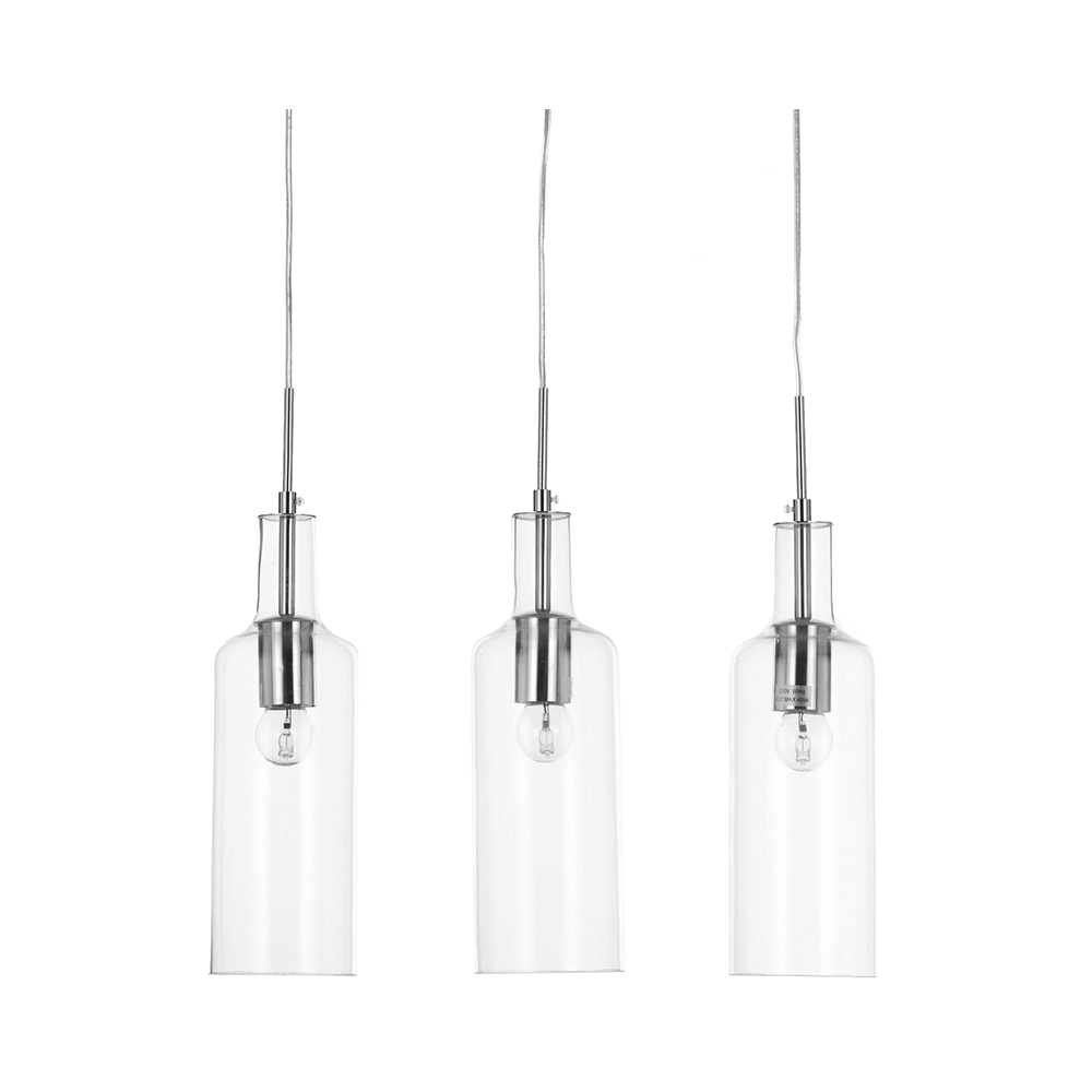 Hängelampe modern mit 3 Lichtern durchsichtig h110 cm Tin Aktion Hängelampe modern mit 3 Lichtern durchsichtig h110 cm Tin Aktion