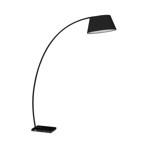 Stehlampe bogenförmig schwarz aus Metall mit Marmorsockel h205 cm Stelo Aktion