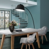 Stehlampe bogenförmig schwarz aus Metall mit Marmorsockel h205 cm Stelo Verkauf