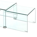 Wohnzimmertische 2er Set geschwungenes Design Klarglas San Sales