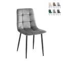 Wohnzimmer- Küchenstühle 4er Set gesteppt Samt Corfù 