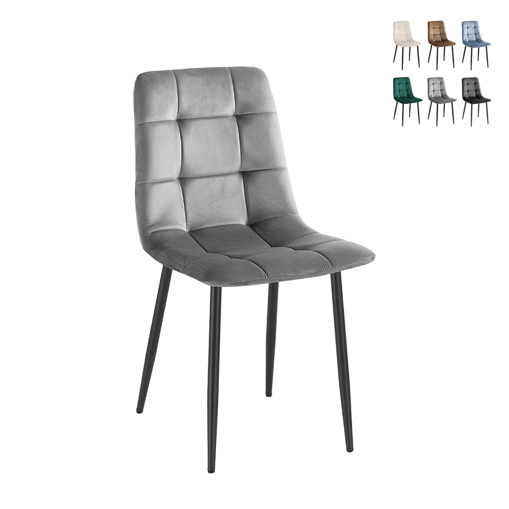 Wohnzimmer- Küchenstühle 4er Set gesteppt Samt Corfù 