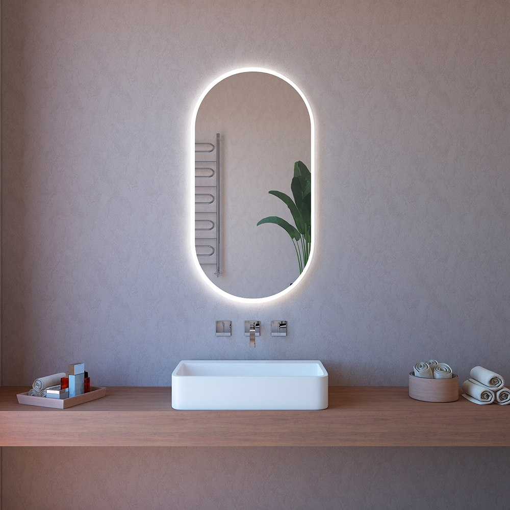 Badezimmerspiegel oval hinterbeleuchtet mit Touch-Licht und Bluetooth ETR117-SA Aktion Badezimmerspiegel oval hinterbeleuchtet mit Touch-Licht und Bluetooth ETR117-SA Aktion