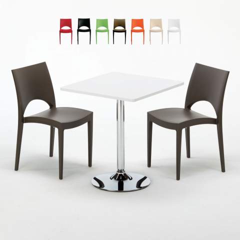 Schwarz Quadratisch Tisch und 2 Stühle Farbiges Polypropylen-Innenmastenset BARC 