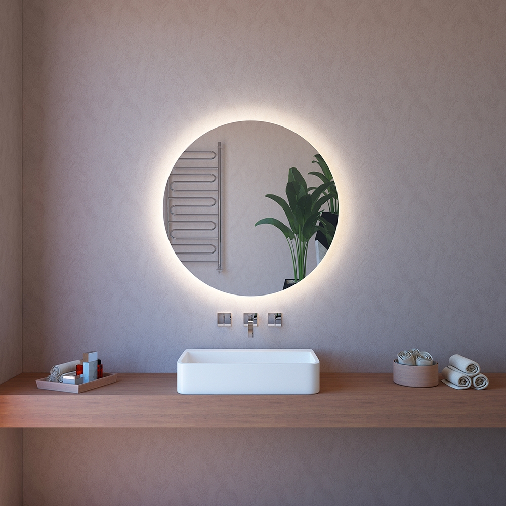 Badezimmerspiegel poliert Touch hinterbeleuchtet rund 75cm ETR116-M Aktion Badezimmerspiegel poliert Touch hinterbeleuchtet rund 75cm ETR116-M Aktion