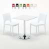 Weiß Quadratisch Tisch und 2 Stühle Farbiges Polypropylen-Innenmastenset Grand Soleil Paris Cocktail Sales