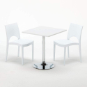Weiß Quadratisch Tisch und 2 Stühle Farbiges Polypropylen-Innenmastenset Grand Soleil Paris Cocktail 