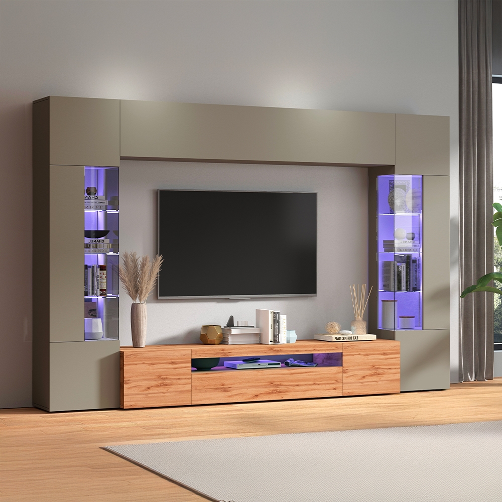 Moderne Wohnwand für Wohnzimmer mit TV-Halterung und 2 Vitrinen Egypt TW Aktion Moderne Wohnwand für Wohnzimmer mit TV-Halterung und 2 Vitrinen Egypt TW Aktion