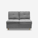 Schlafsofa 2-Sitzer ausziehbar platzsparend aus grauem Stoff Wanda Sales