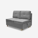 Schlafsofa 2-Sitzer ausziehbar platzsparend aus grauem Stoff Wanda Rabatte