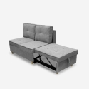 Schlafsofa 2-Sitzer ausziehbar platzsparend aus grauem Stoff Wanda Lagerbestand